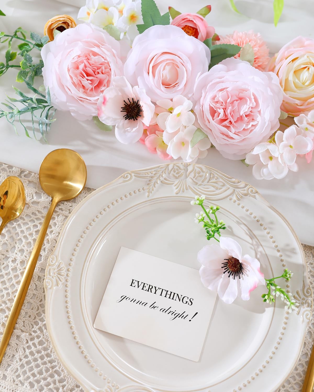 Pale Pink Artificial Flowers Combo Fake Peony Silk Roses Wedding Decor 1 Box