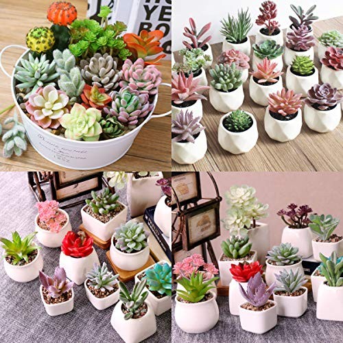 16 Pack Artificial Succulent Flocking Plants Unpotted Mini Fake Succulents