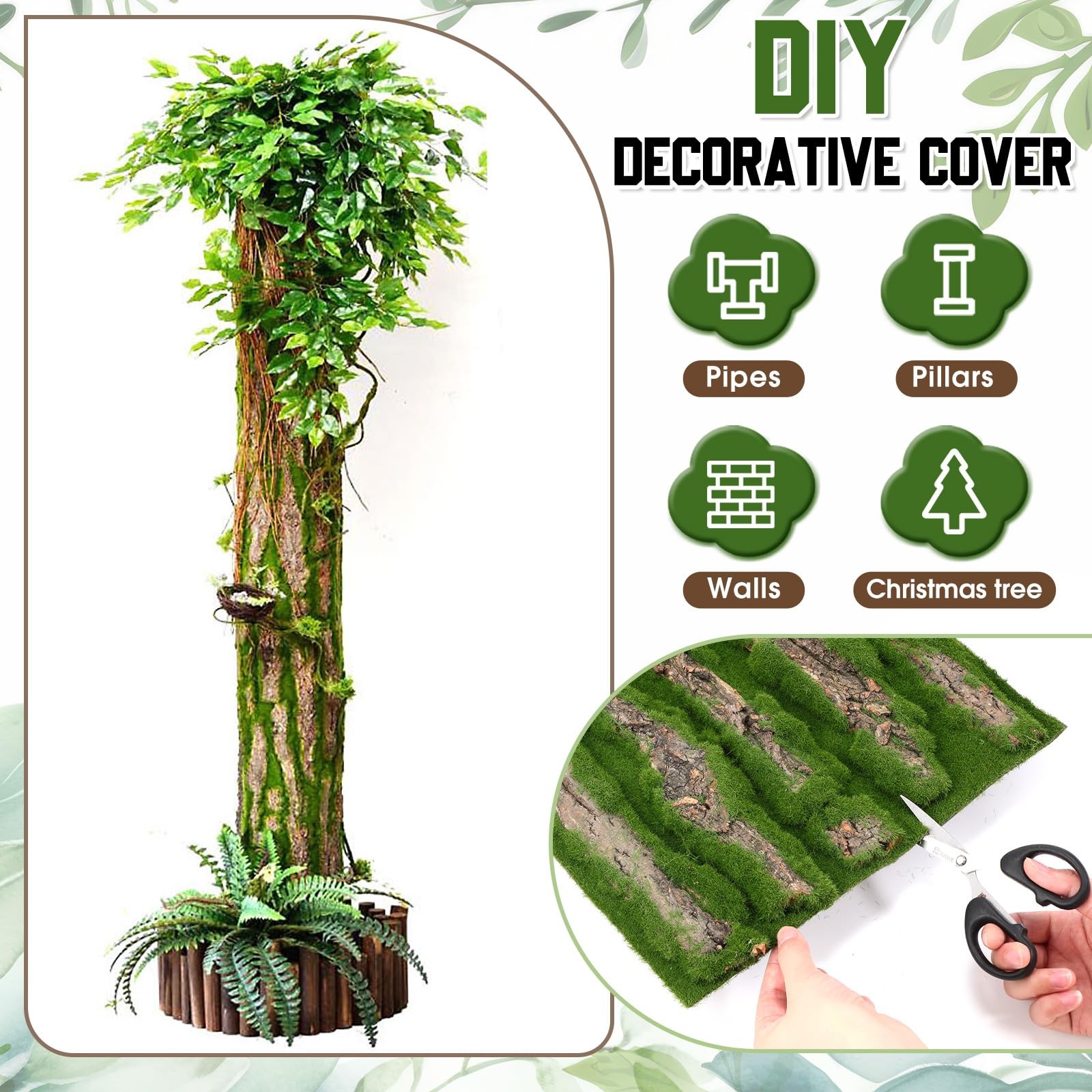Artificial Moss Bark 11.8 x 11.8 inches Tree Plants Bark DIY for Tree Collar …