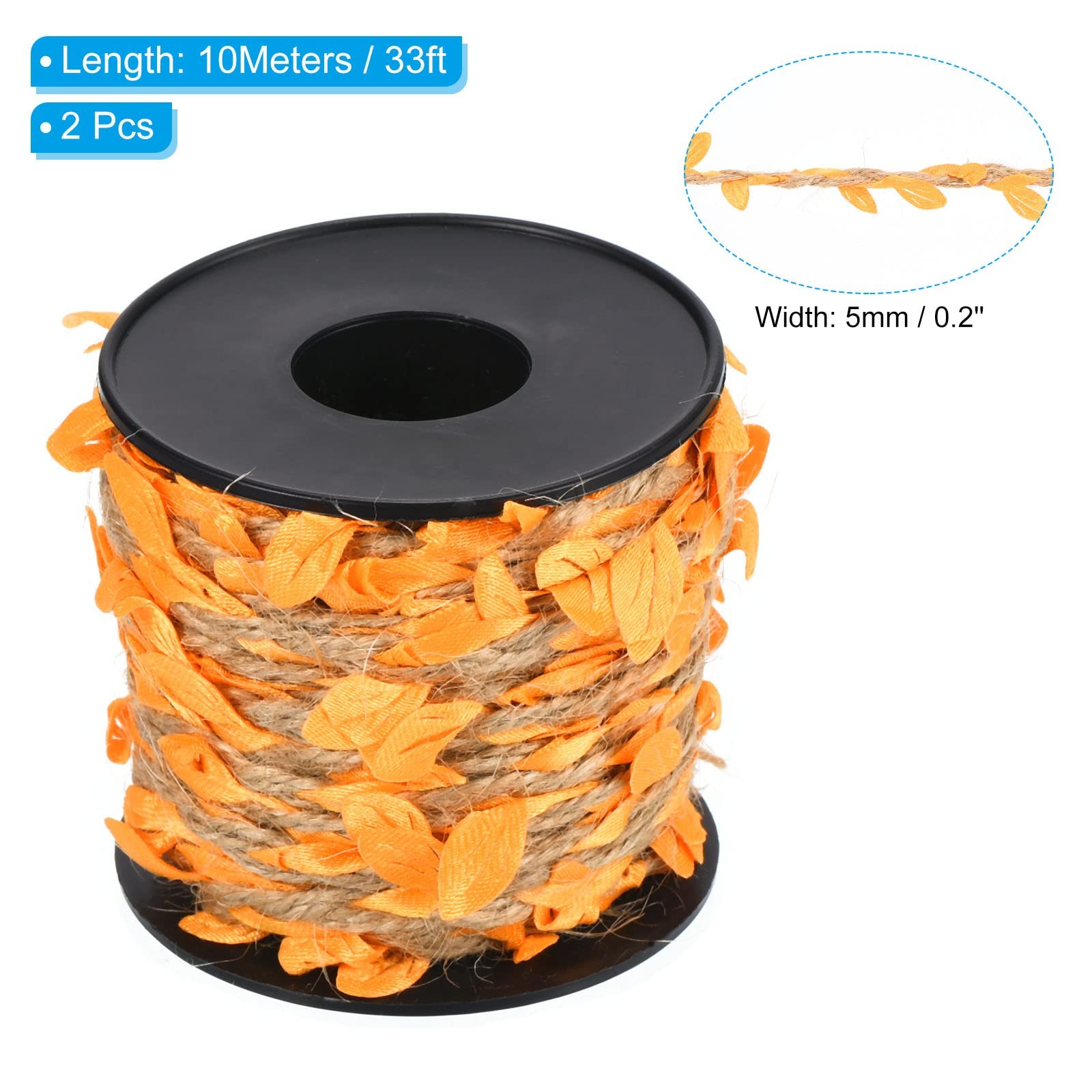 PATIKIL 33ft 5mm Burlap Leaf Ribbon, 2 Roll Braided Decoration Vine Natural J…