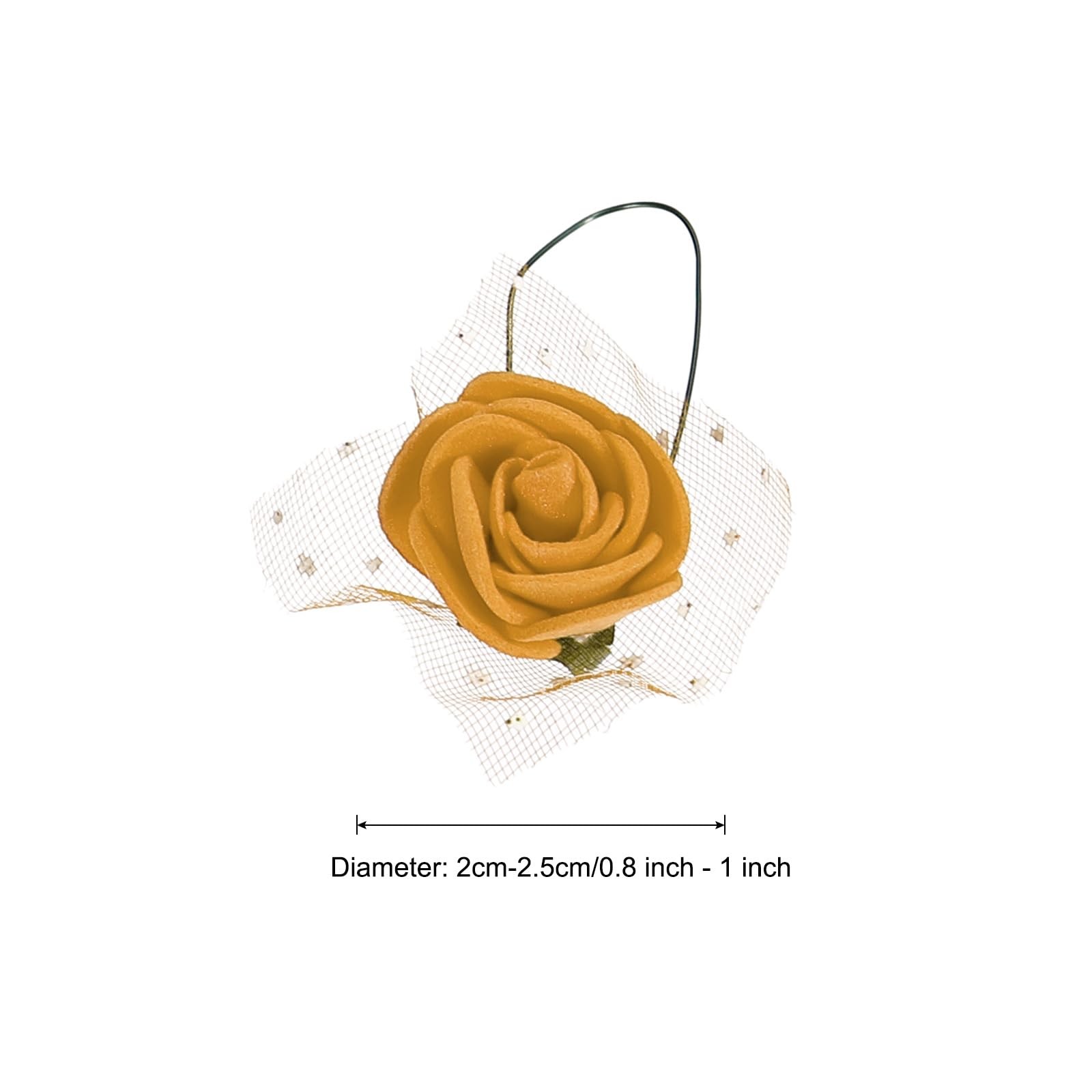 Artificial Rose Flower Heads Gold Tone Mini Faux DIY Craft 0.8-1 Inch 144 PCS