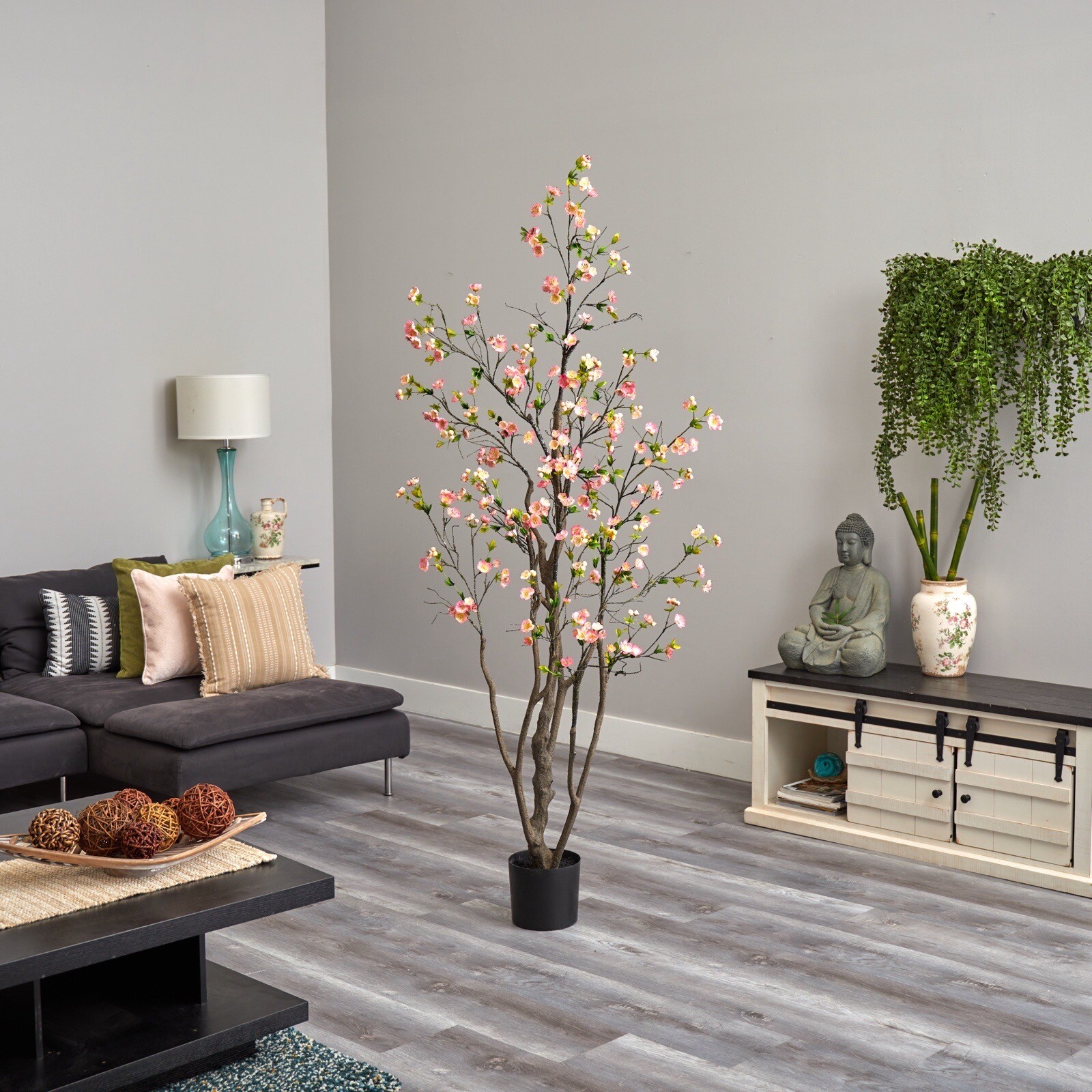 6.5’ Cherry Blossom Artificial Tree Home Decor. Retail $315