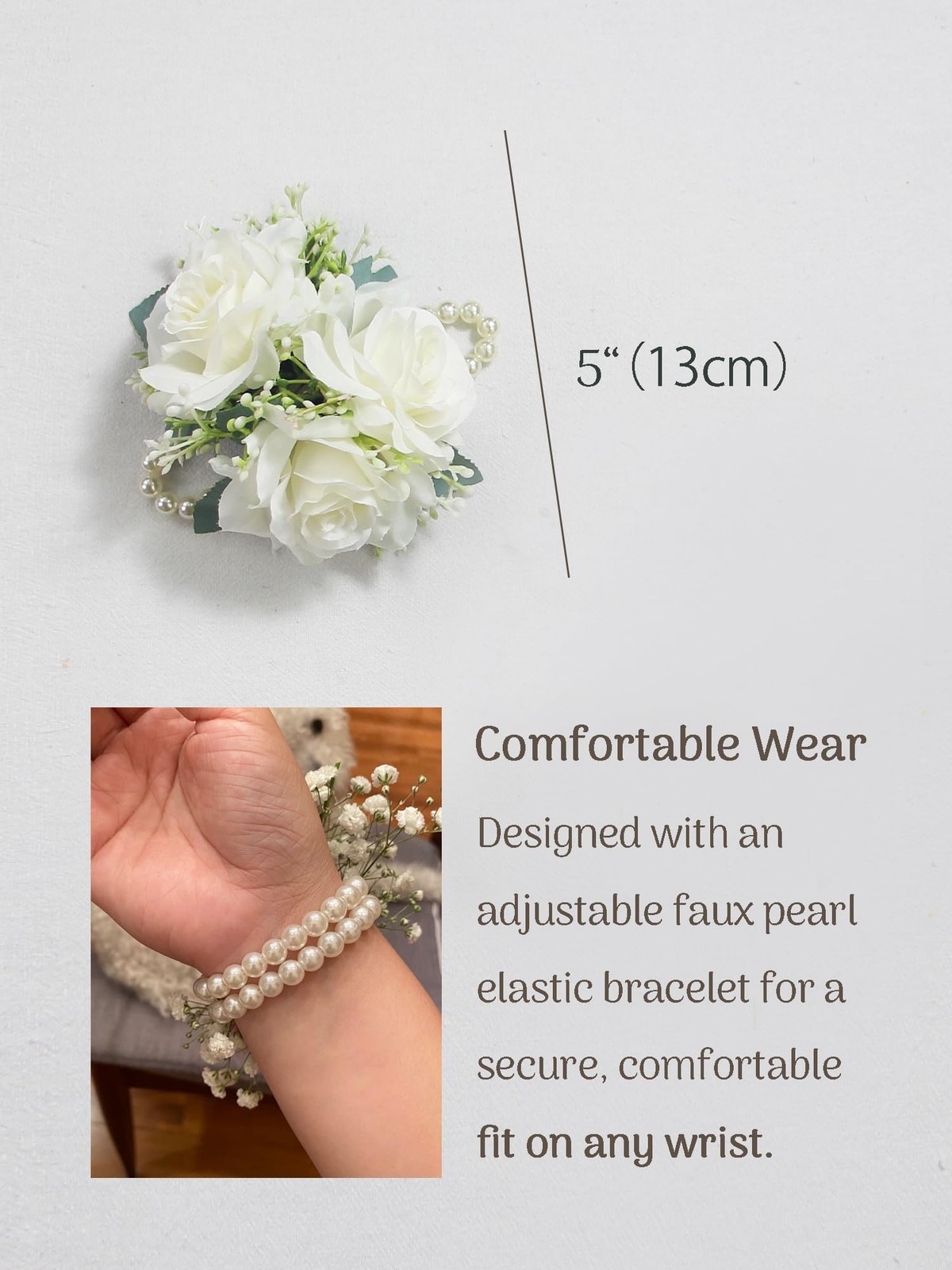 2 PCS White Rose Wrist Corsage For Wedding Prom Homecoming Bridal Flower