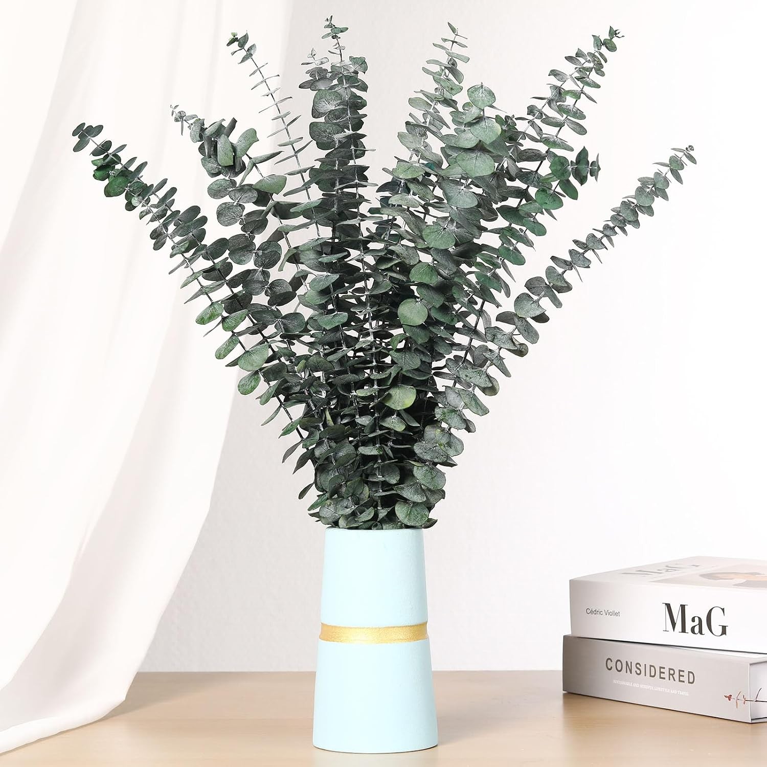 20 Pcs Dried Eucalyptus Stems, 17” Natural Real Live Greenery Eucalyptus Leaves