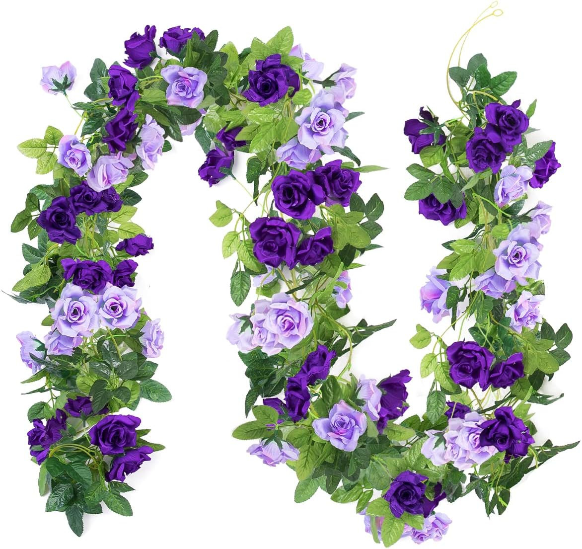 3Pack Artificial Rose Flower Garland, 23.7FT Fake Vines Silk Flowers Hanging …