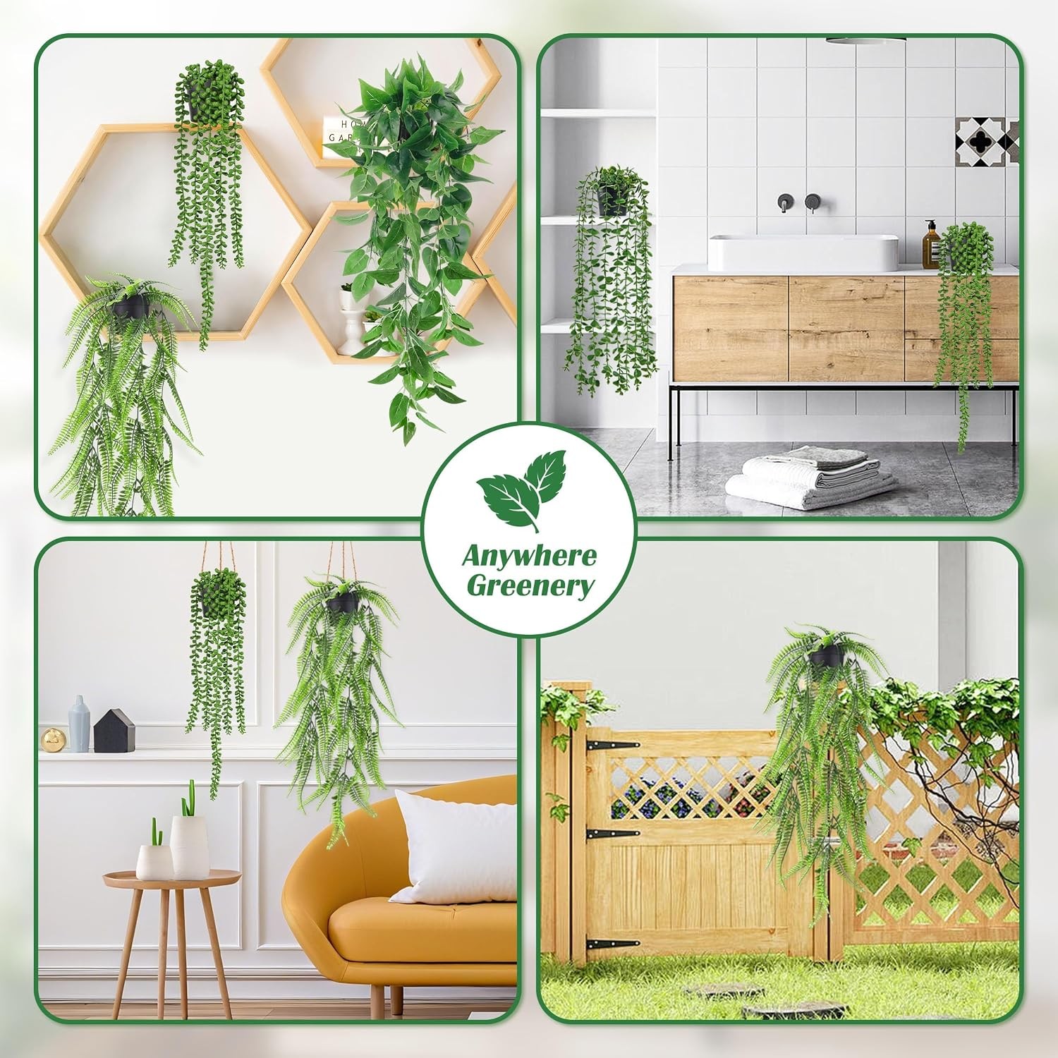 Artificial Hanging Plants Faux Ivy Vine Indoor Outdoor Boho Home Wall Decor