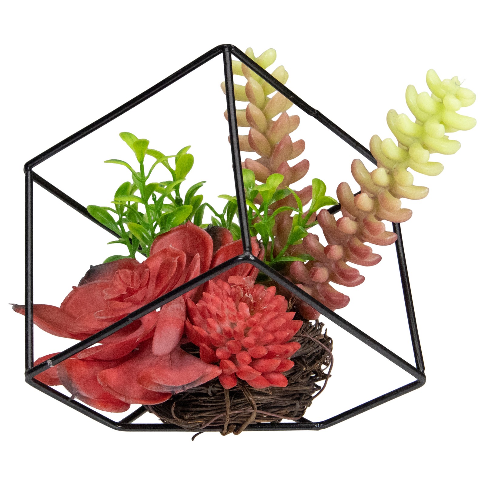 Northlight 5.5″ Artificial Succulent Arrangement in Black Metal Wire Frame