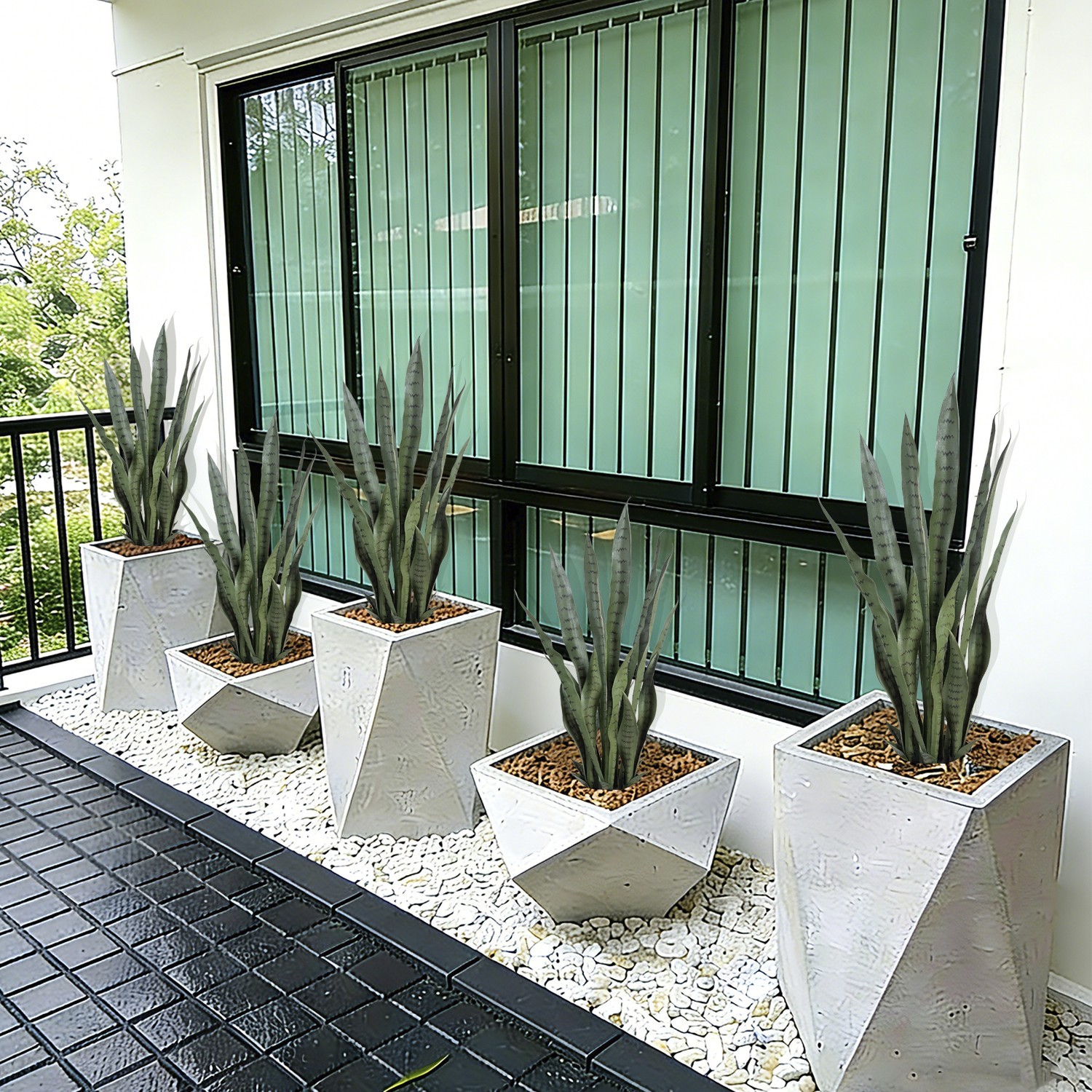 2 Pack 90cm Pure Green Artificial Snake Plant Fake Sansevieria Indoor Home Decor
