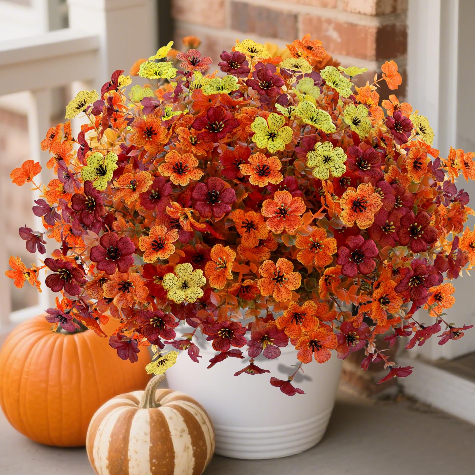 12 Bundles Artificial Fall Flowers Faux Mums for Outdoor Indoor, Artificial P…