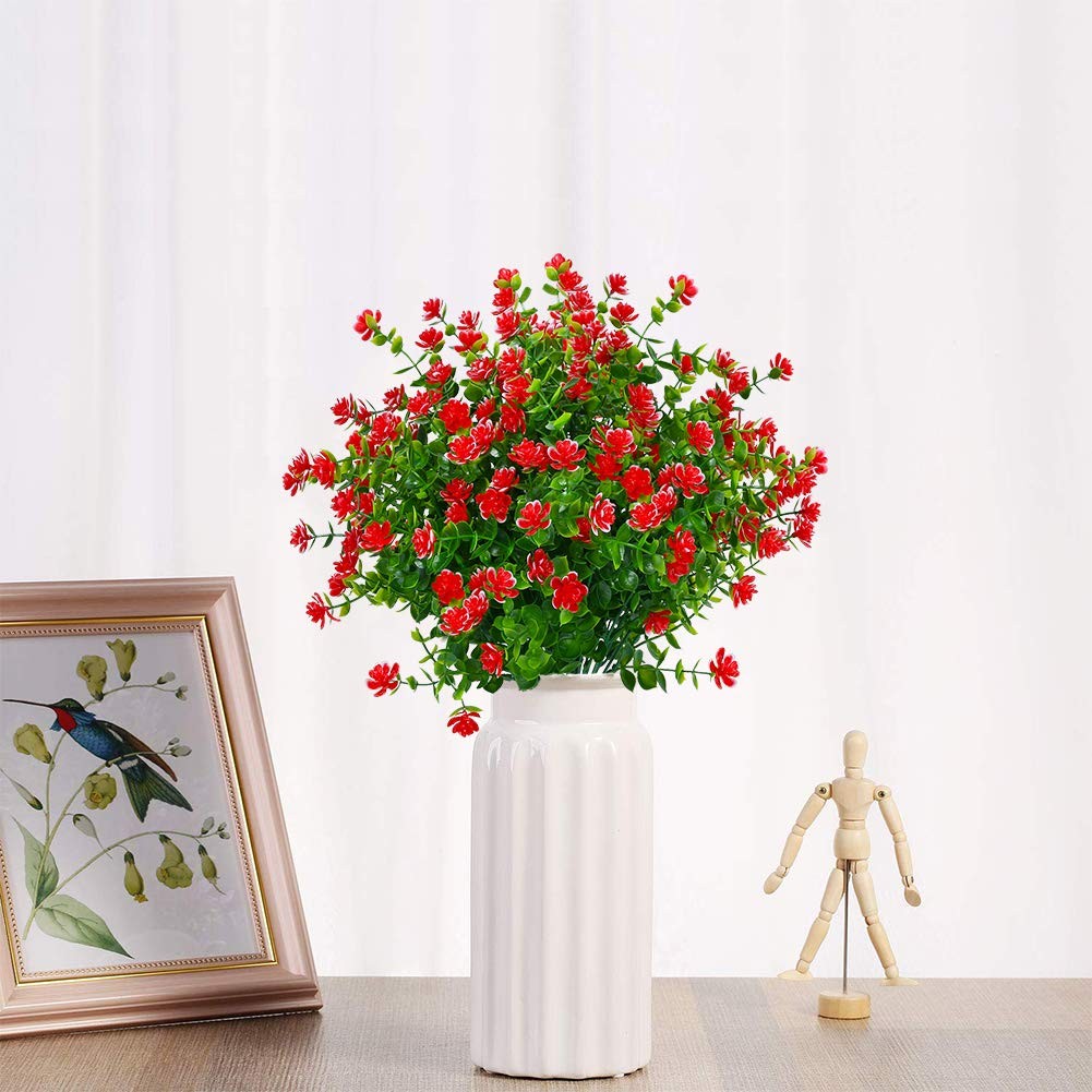 Artificial Flowers Fake Outdoor UV Resistant Boxwood Plants Shrubs 4 Pack, Fa…