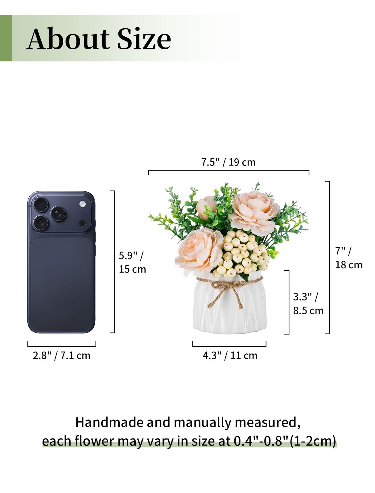 Table Decor Artificial Flowers Vase 7 Inch Small Fake Champagne Flower Arrang…