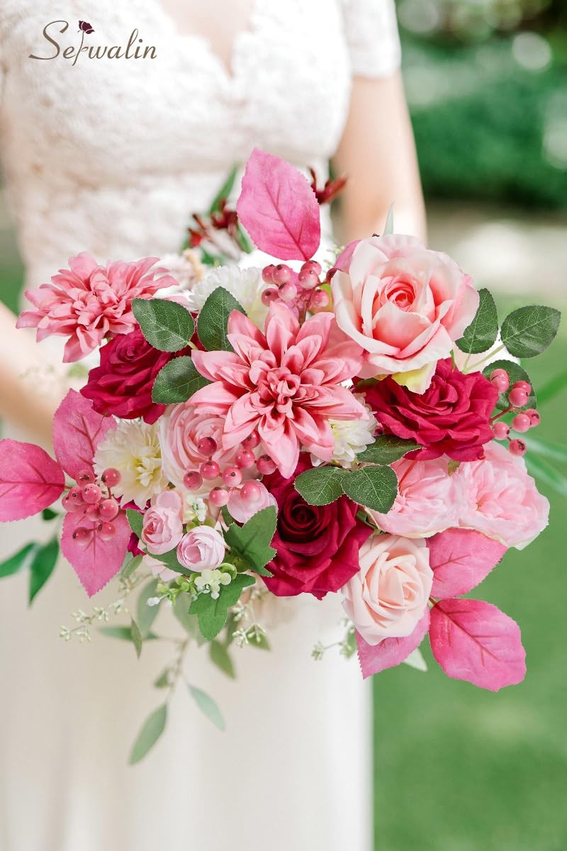Artificial Hot Pink Silk Flowers for Home Decor – DIY & Wedding Flowers – Tab…