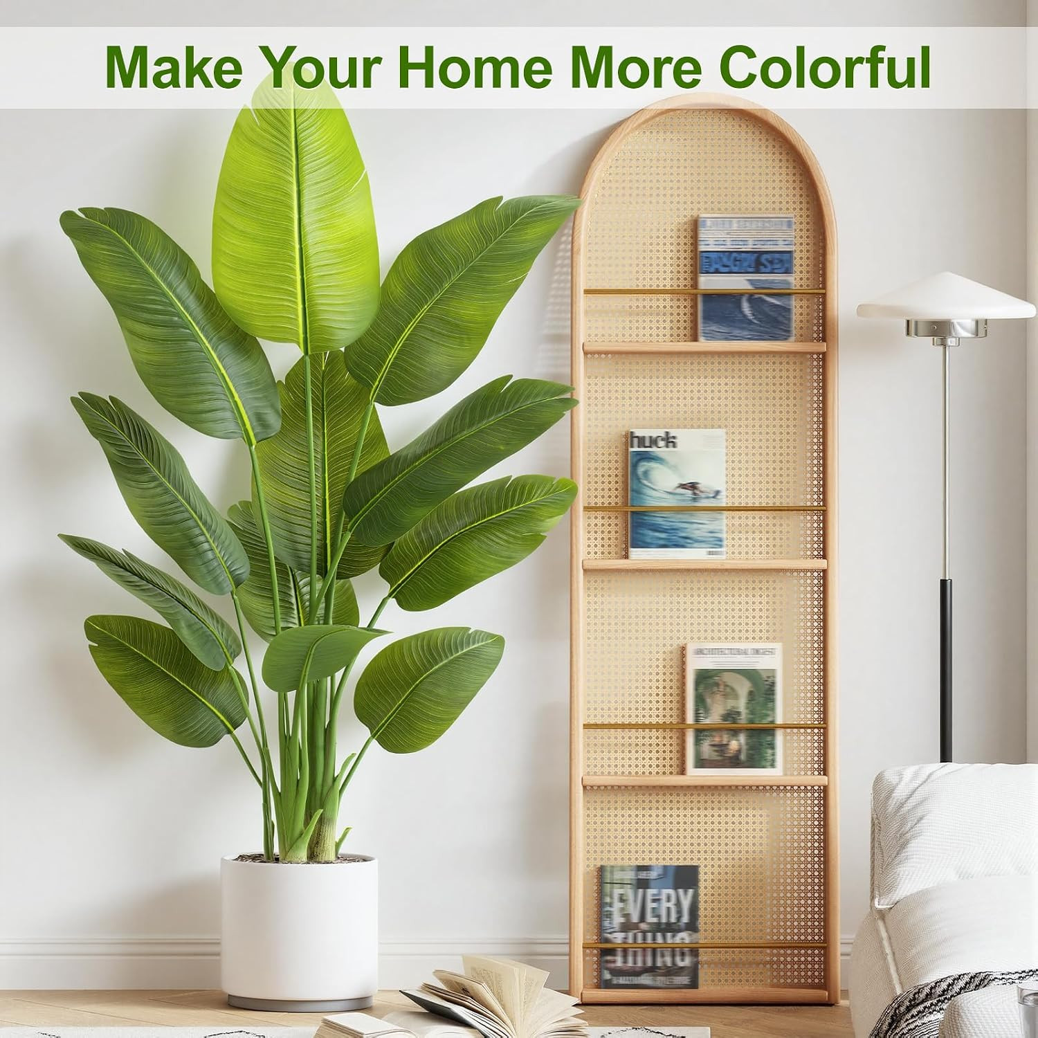 Lifelike Bird of Paradise Artificial Plant,5Ft Faux Banana Leaf Tree with 12 Tr