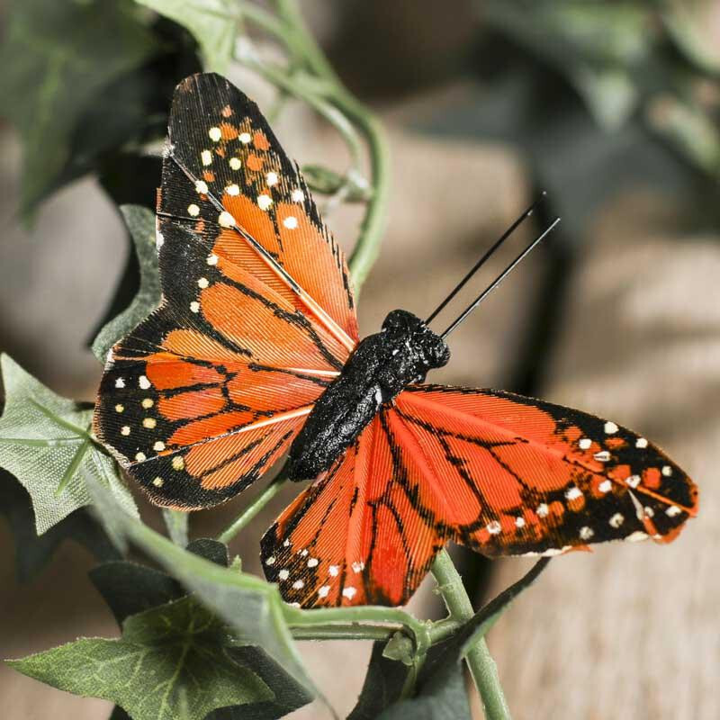 Group of 24 Realistic 3″ Artificial Monarch Butterflies with Attached Wire
