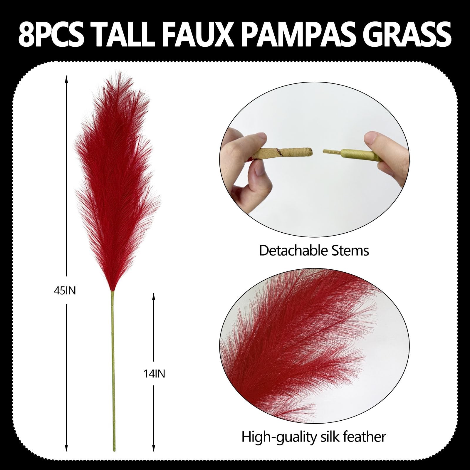 30 PCS 17 In Light Coffee Faux Pampas Grass Short Fluffy Faux Pompas