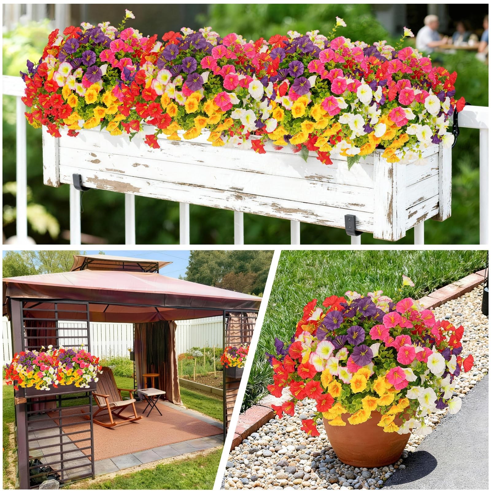 18 Bundles UV Resistant Artificial Flowers – Realistic Silk Morning Glory for Ga