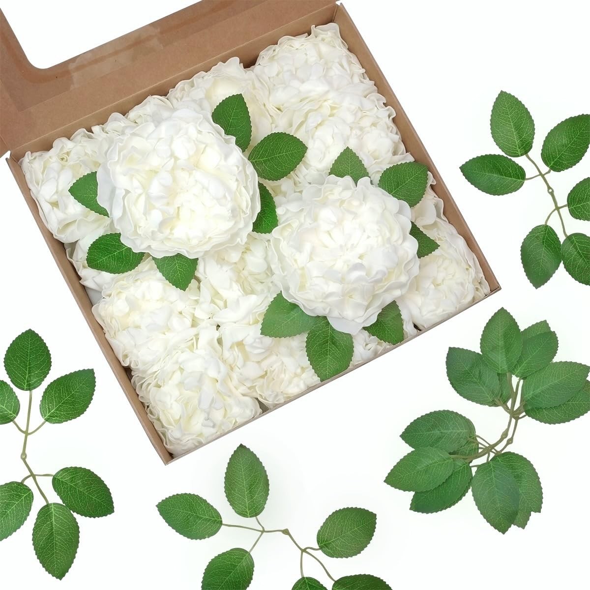 16 PCS 4 Inch Ivory Peonies Artificial Flowers Bulk Fake Peony Foam Bouquet