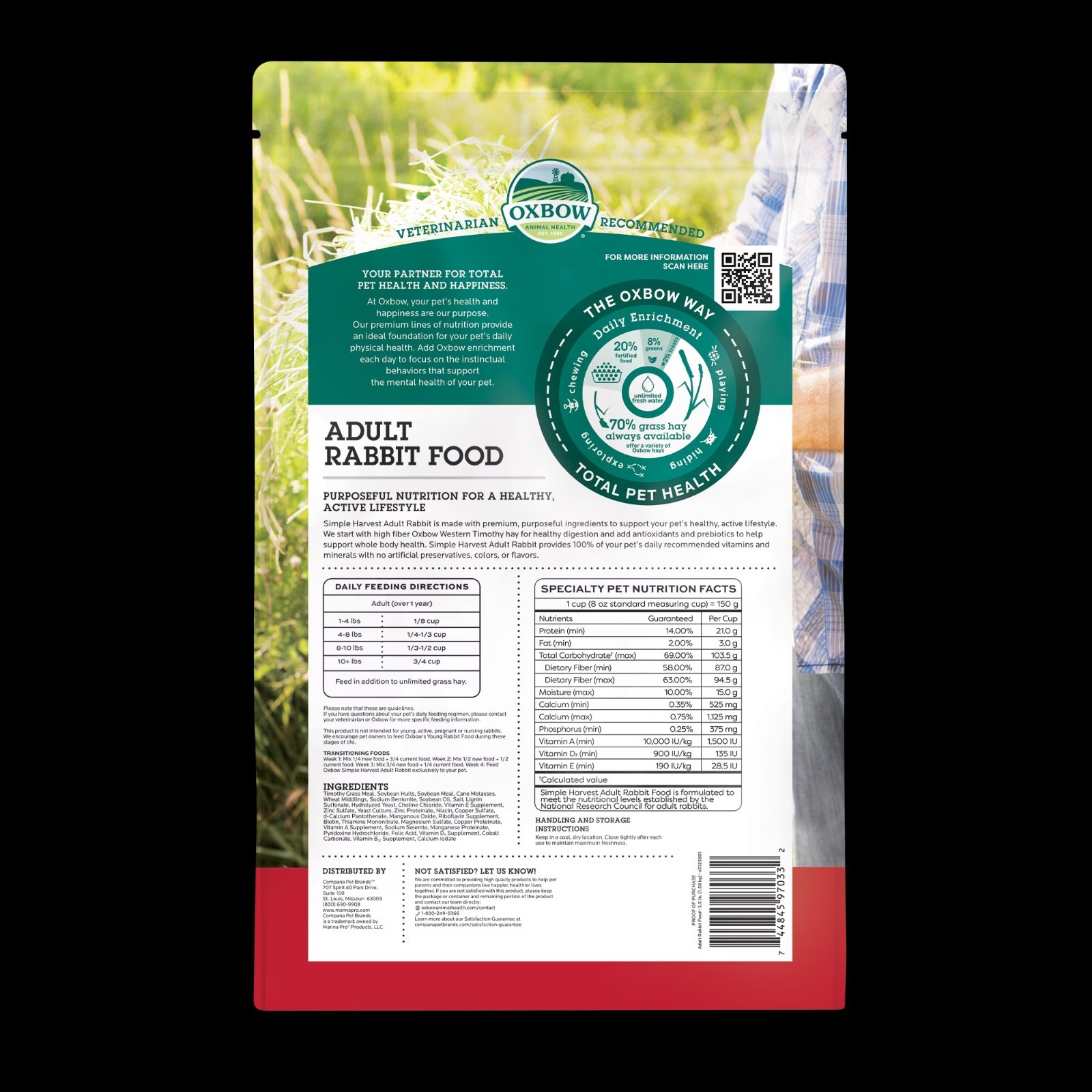 (5pack) Oxbow Simple Harvest Adult Rabbit Food 3.5lb.