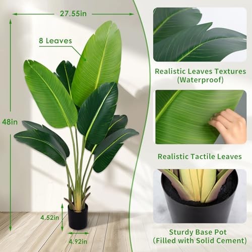 4ft Faux Bird of Paradise Plant Banana Leaf Tree