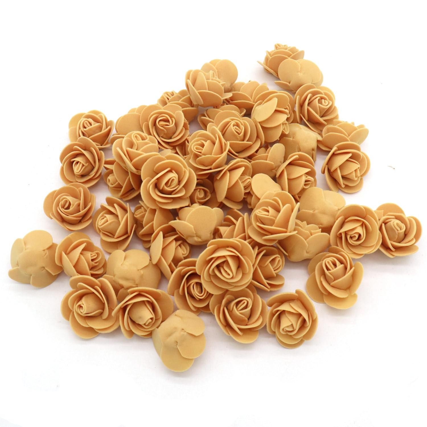 100 PCS 3CM Mini Gold Yellow Artificial Rose Flowers Fake Floral Home Decor
