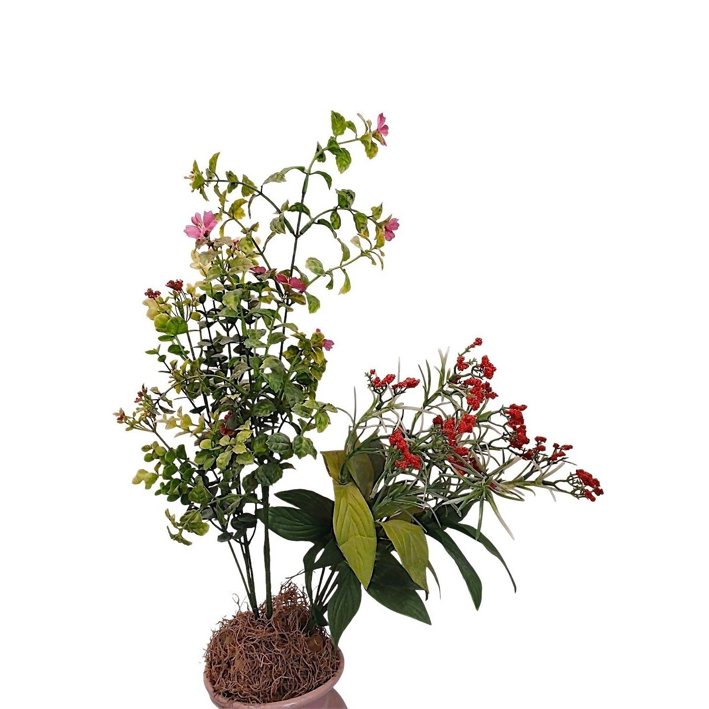 Mid Century Moderm Art Deco VASE Vintage Silk Floral Arrangement Room Decor MCM