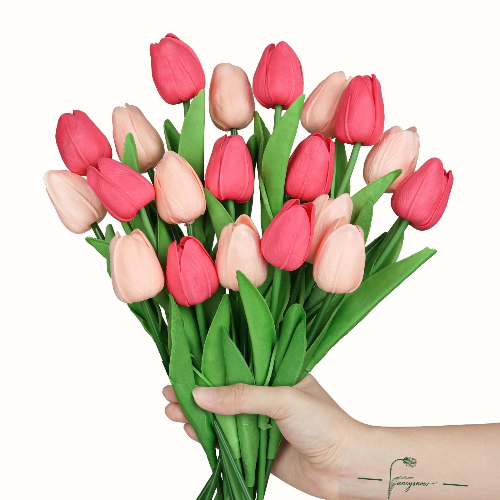 20Pcs Magenta and Light Pink Tulips Artificial Flowers Real Touch Faux Tulips…