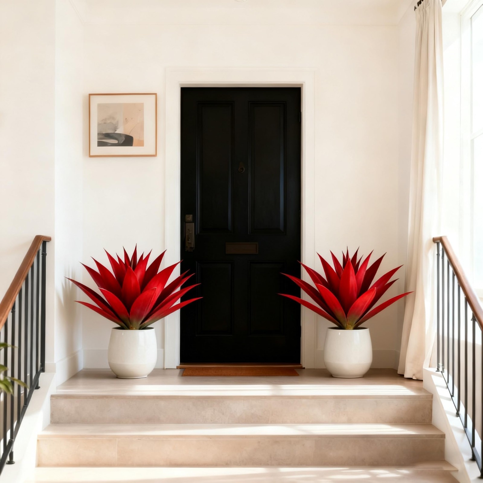 2 Large Artificial Agave Succulent Stems 20″ Red Green Unpotted Decor Landscape