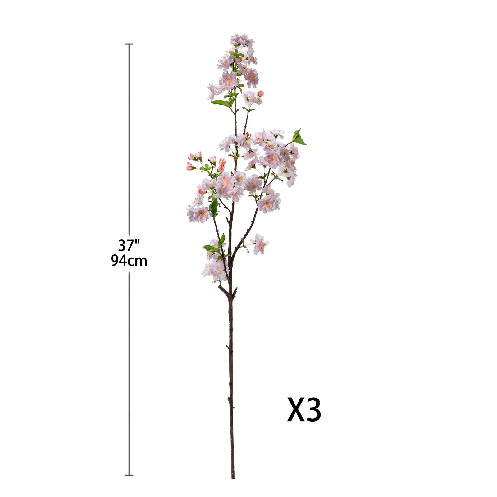 39″ Tall Cherry Blossom Branches for Vase Faux Cherry Flowers Light Pink Peac…