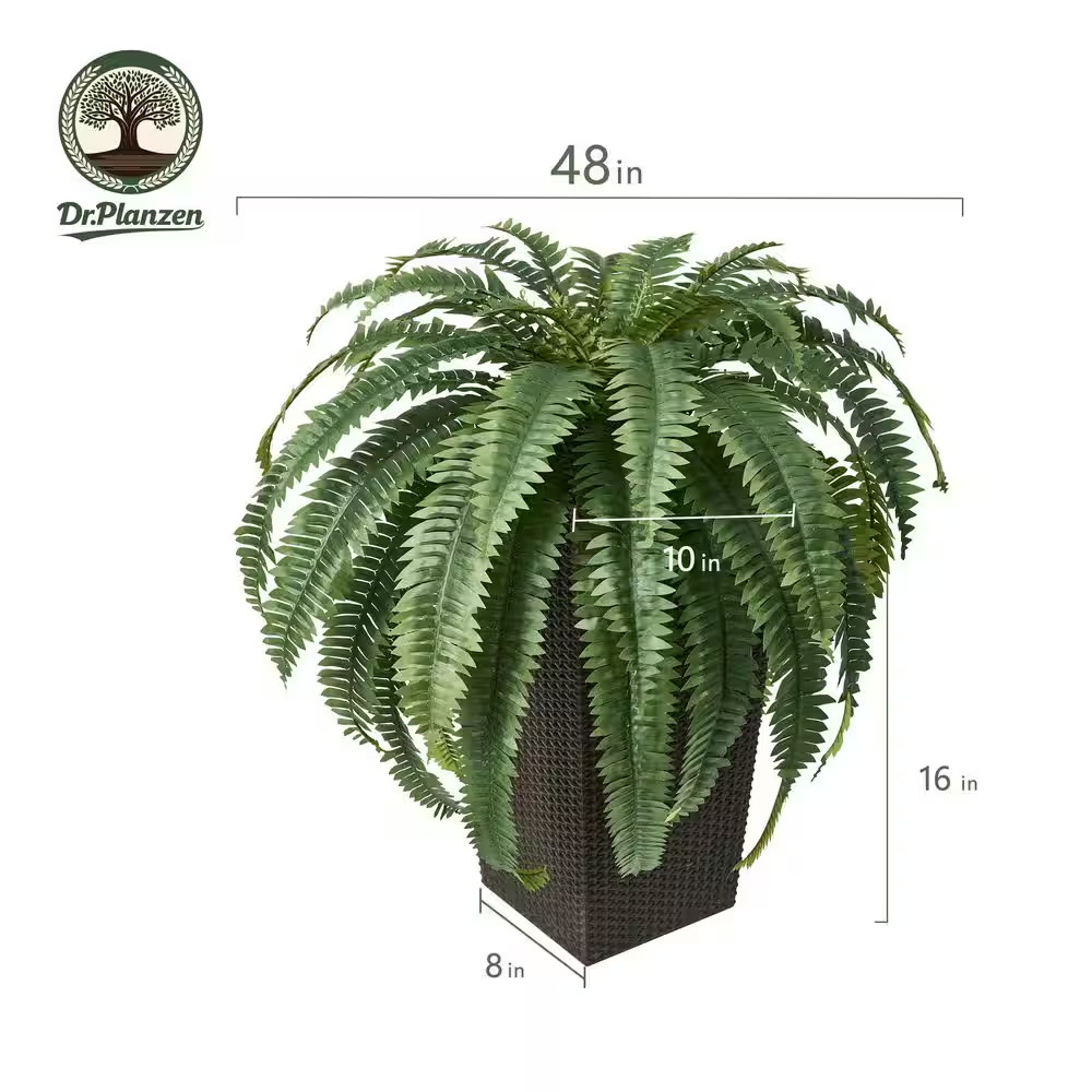 48 In. Artificial Boston Fern, Faux Silk Plant Fake Plants for Home Office Decor