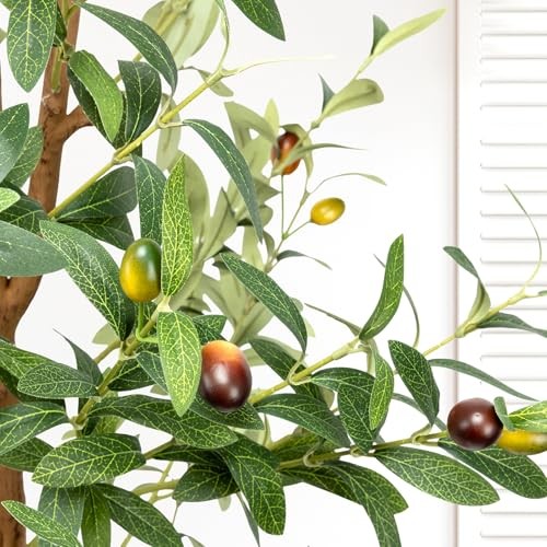 6FT Artificial Olive Tree – Indoor Tall Faux 6FT Olive Tree with Planter&Basket