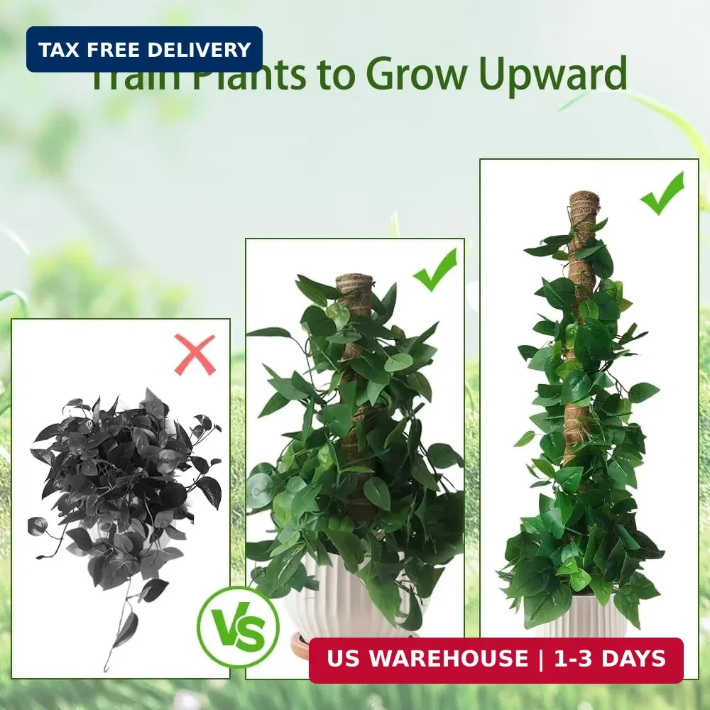 Moss Pole Monstera Plant Support: 4 Pack 16 inch Stackable Coco Coir Moss Totem