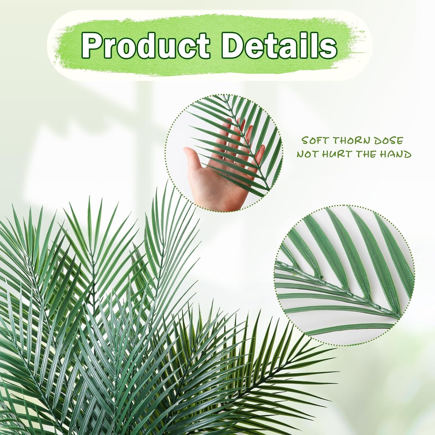 12 PCS Mixed Size Faux Tropical Leaves, Realistic Artificial Green Palm Fern