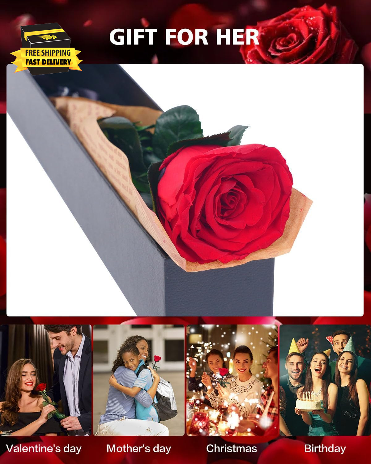 Preserved Flowers Gifts for Women: Valentines Day Mothers Day Birthday Christmas