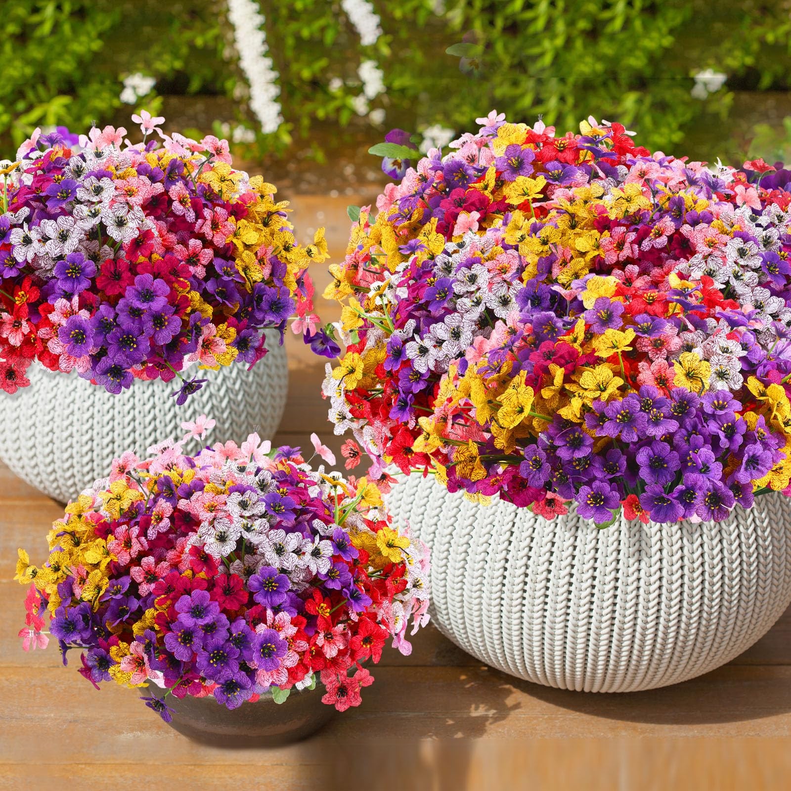 56 Bundles Artificial Flowers for Outdoor Decoration Plastic No Fade UV Resis…