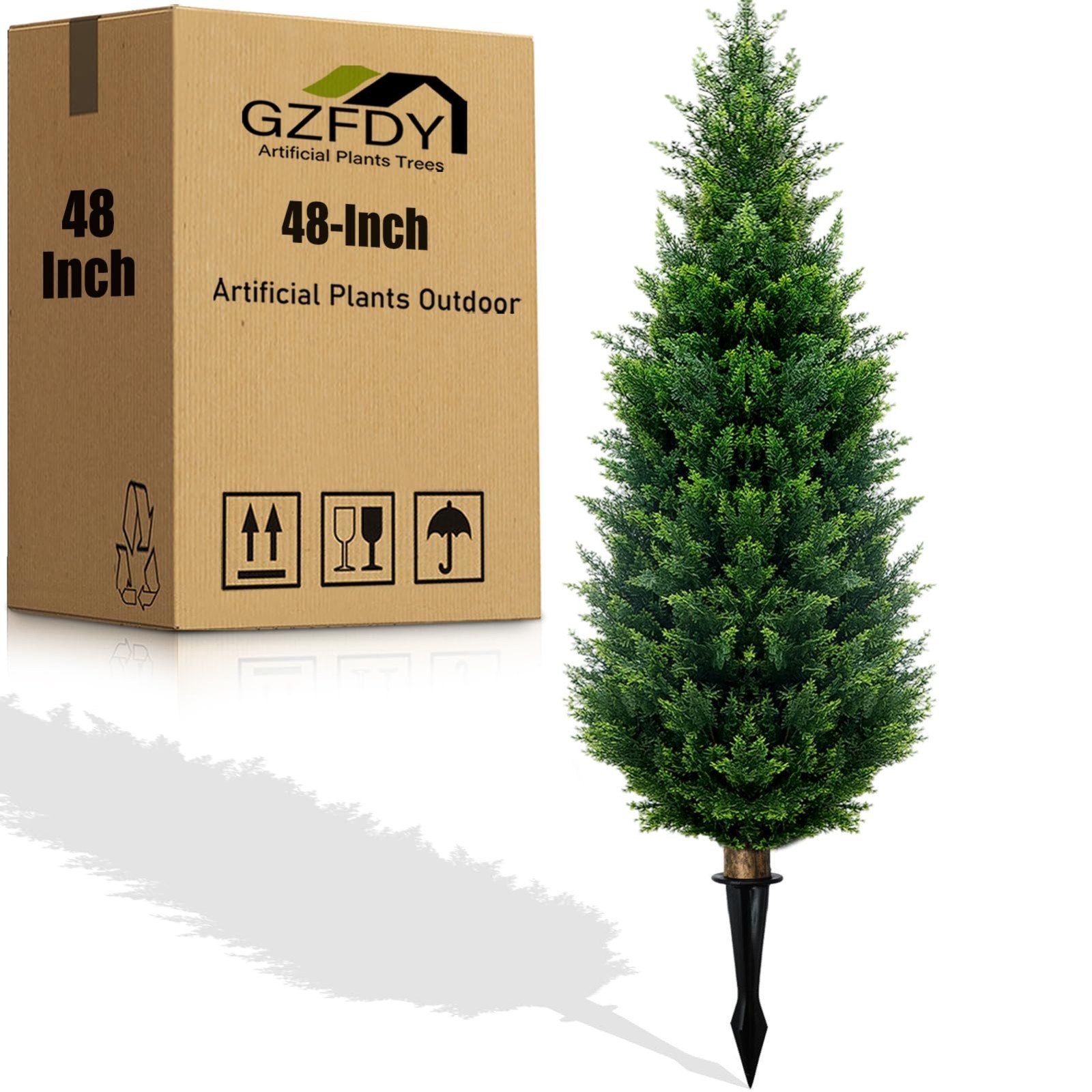 4FT UV Resistant Artificial Cedar Topiary Tree – Fake Shrubs for Indoor/Outdoor