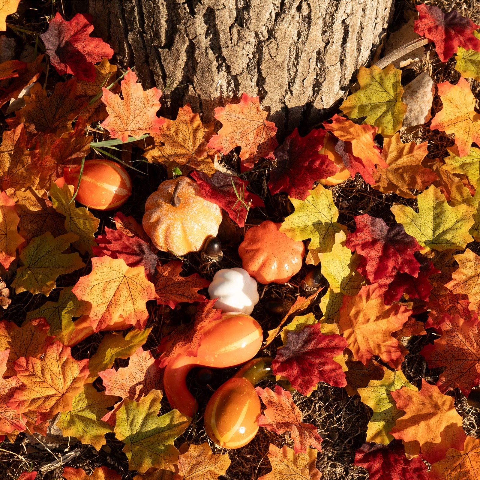 200 PCS Artificial Maple Leaves Mixed Color Fall Thanksgiving Table Decor