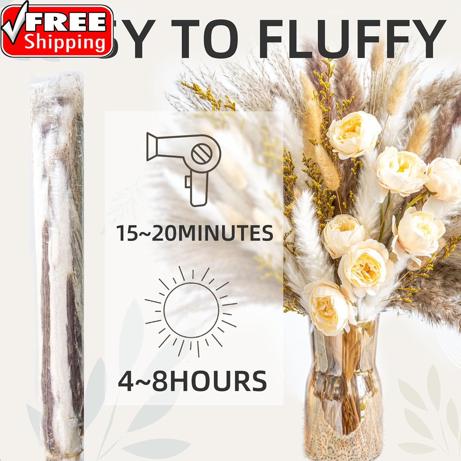 Boho Decor Bouquet – Artificial Flowers and Pampas Grass Decor Kit | 7Kinds Drie