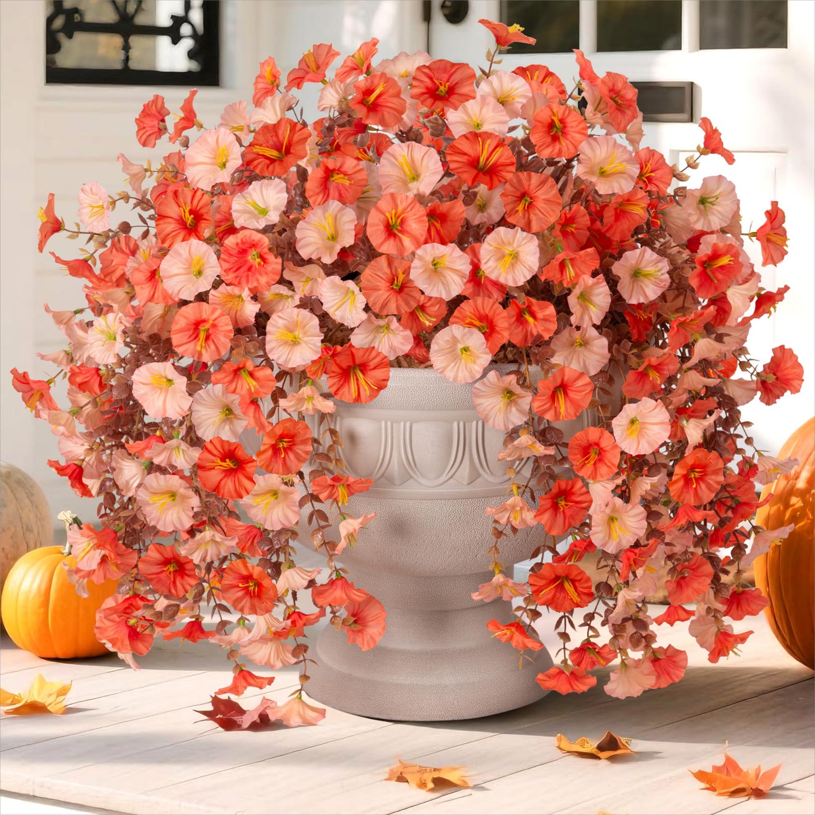 Ivydale Faux Mums Fall Hanging Flowers 2PCS Outdoor Home Garden Decor