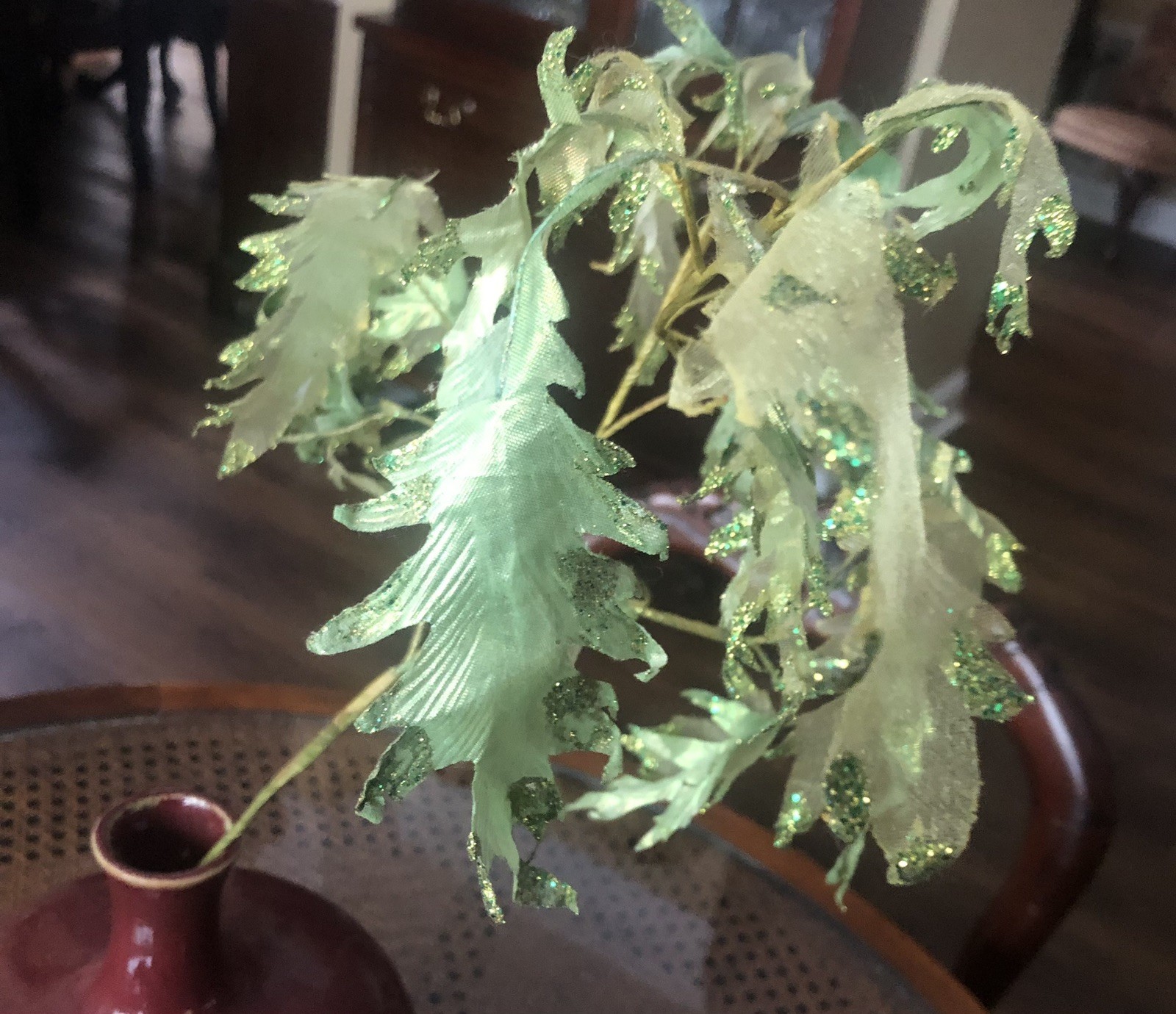 UNIQUE LIME AQUA IRIDESCENT SEAWEED WIRED SPRAY STEM VASE DECORATION