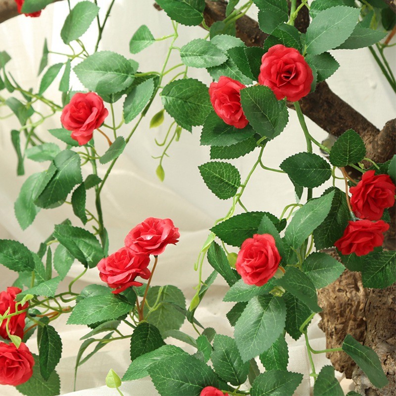 2.2m Artificial Flower Silk Rose Leaf Garland Vine Ivy Home Wedding Garden Décor