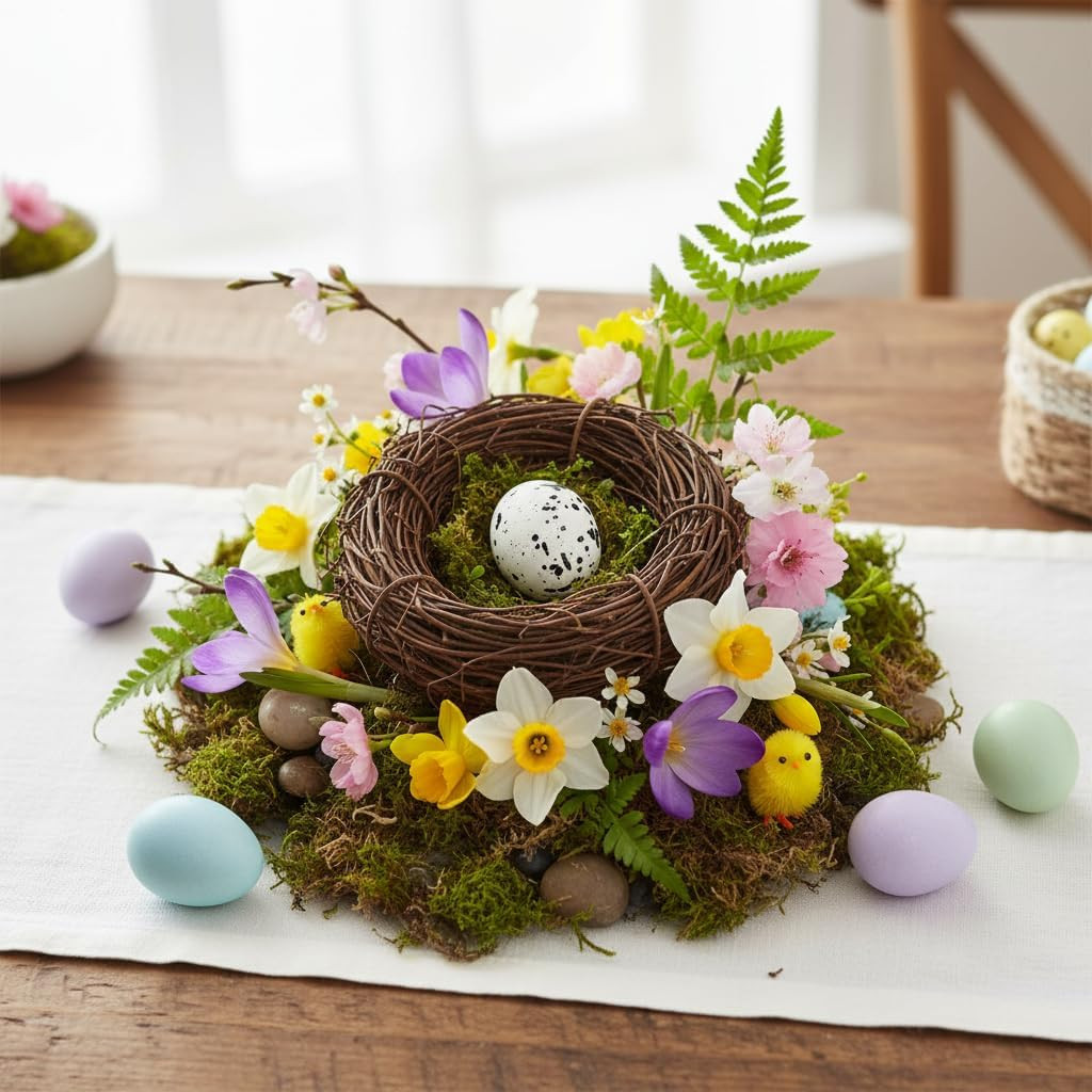 Artificial Bird Nest, Bird Nest with Artificial Bird Eggs, Country Style Simulat
