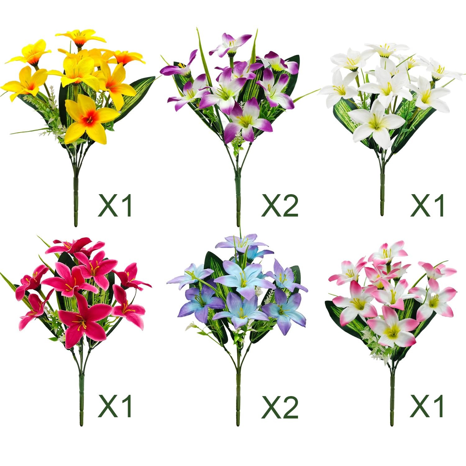 Artificial Fake Flowers for Outdoor Decoration, 8 Bundles UV Resistant Artifi…