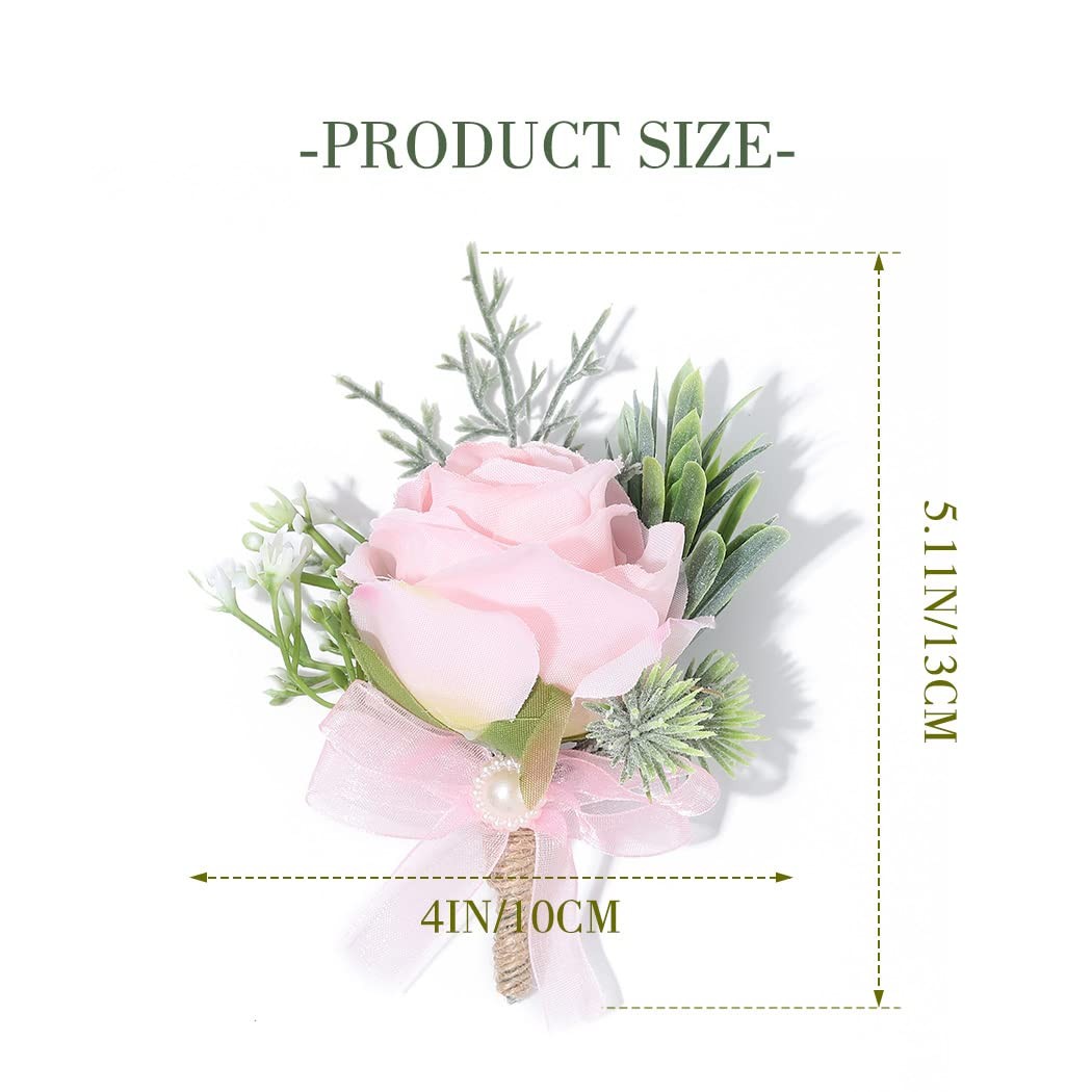 Wedding Rose Boutonniere Pink Groom Flower Men’s Boutineer Prom Suit