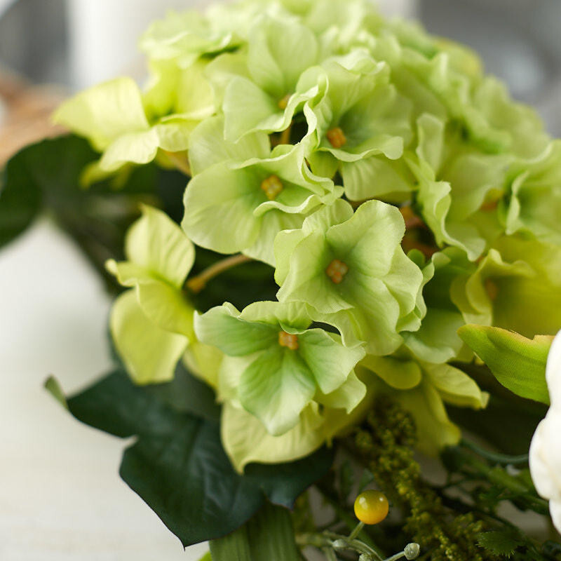 30″ Cream and Green Artificial Hydrangea, Peony, and Freesia Bundle