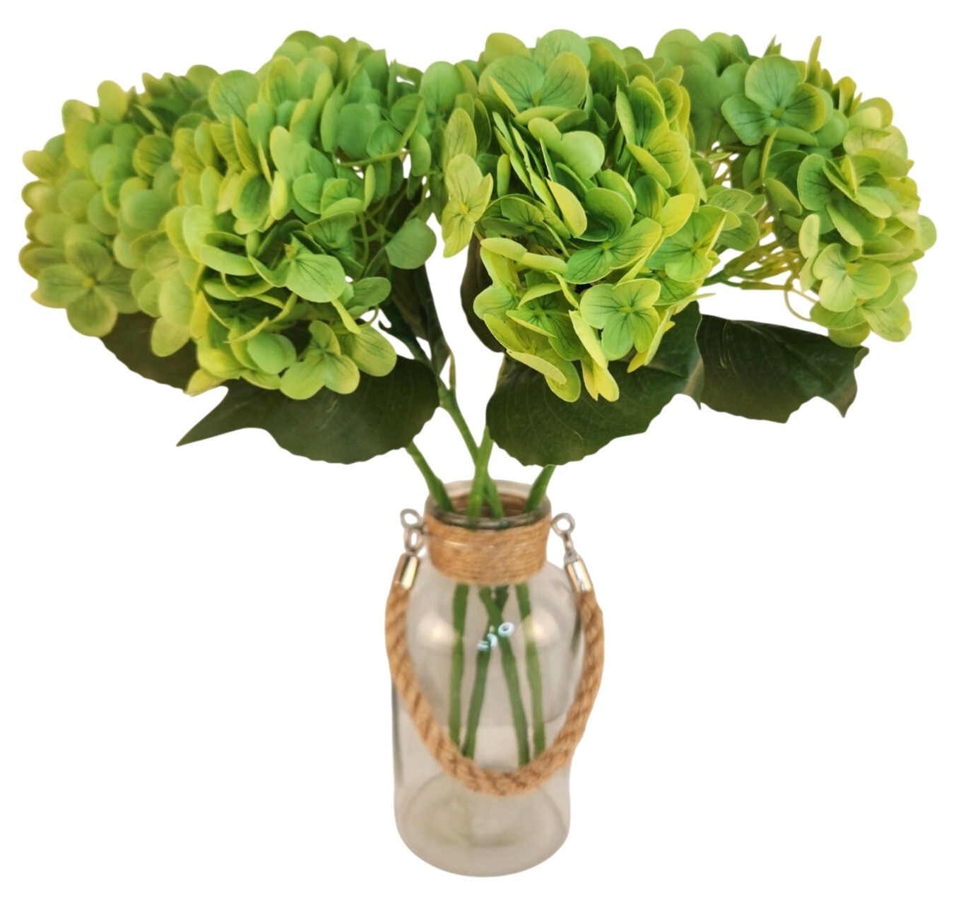 Apple Green Artificial Hydrangea Stem Silk Flower Faux Floral Wedding Decor