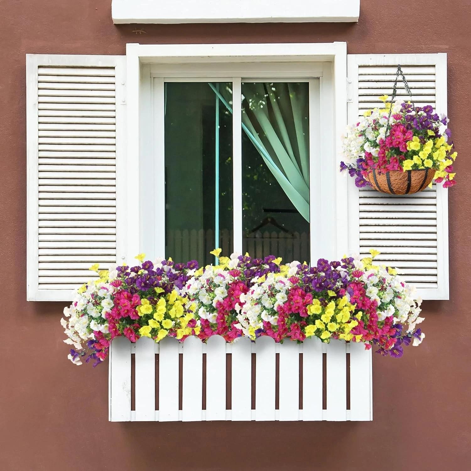Artificial Flowers for Outdoors 12 Bundles Realistic Faux Plants Uv Resistant Fa