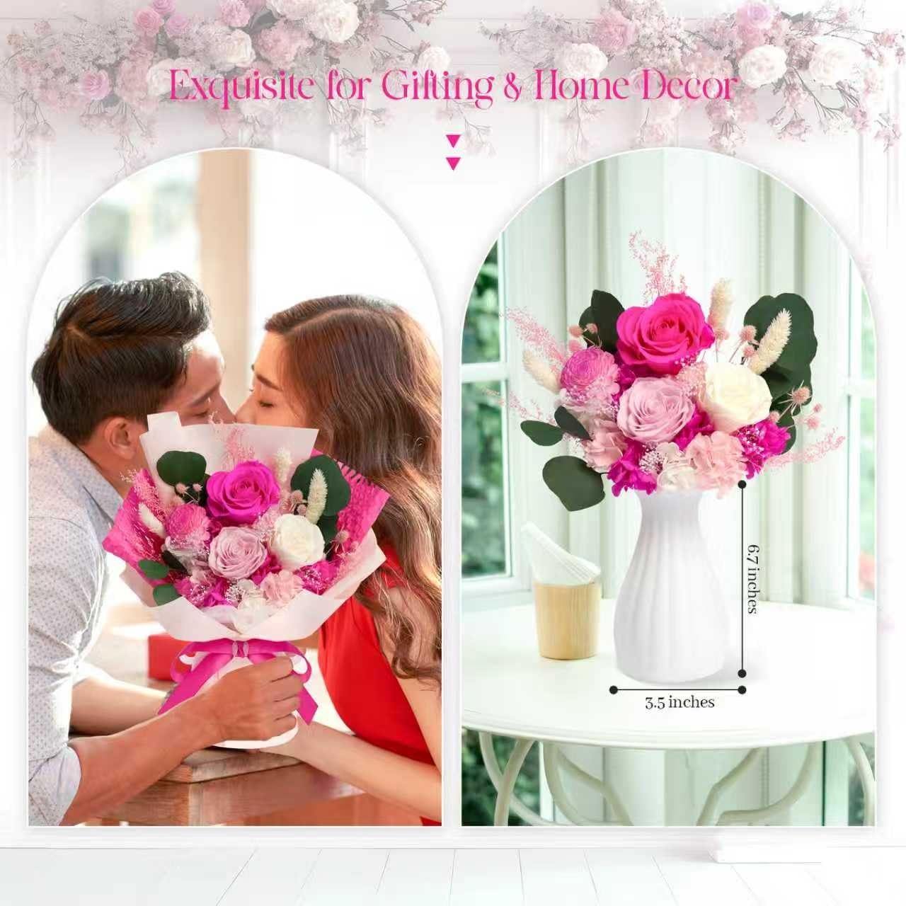 Preserved Flowers Bouquet – Birthday Gifts for Women, Real Flowers for Delive…
