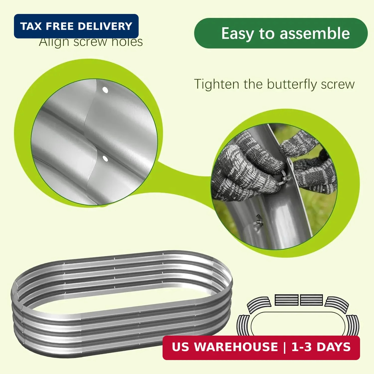 Galvanized Garden Bed kit for Vegetables/Herbs/Flowers (4X2X1)