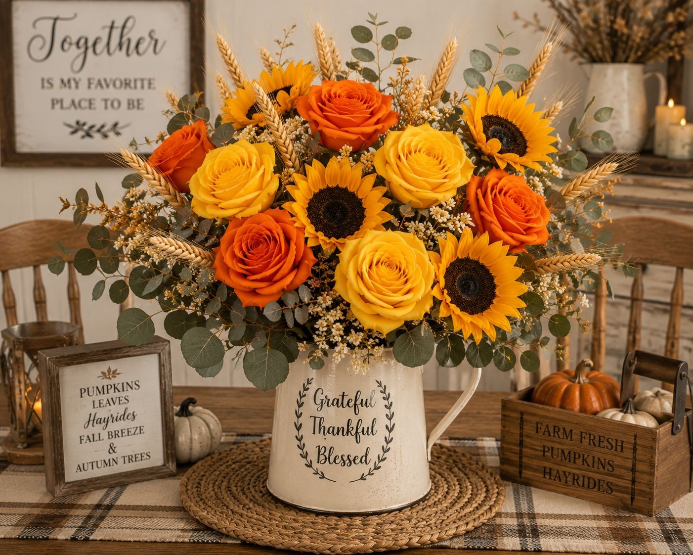 Set of 6 Artificial Yellow Rose Stems 20 Inch Faux Roses Farmhouse Decor Cottage