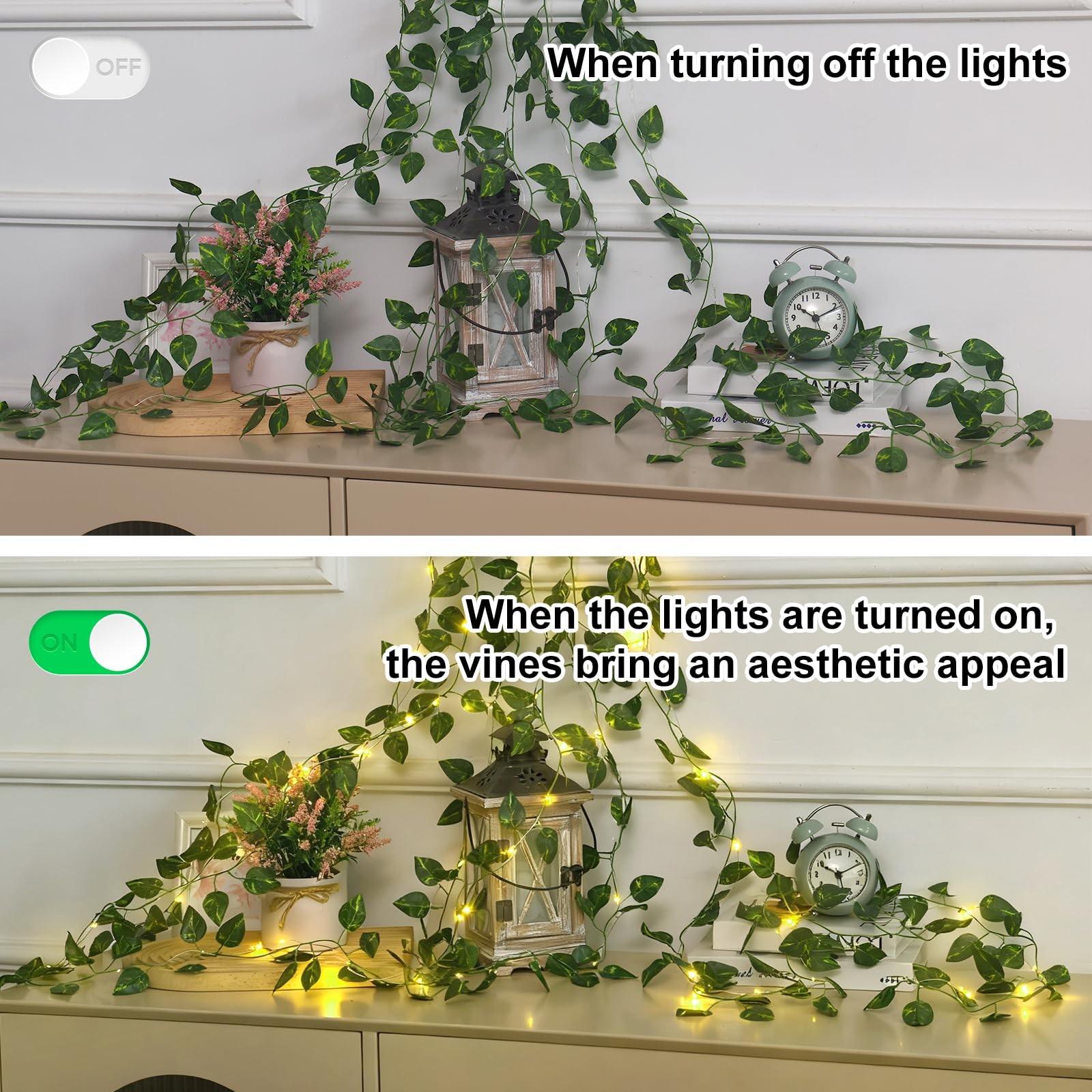 Vines with Lights Battery Operated, 40ft 120 Ivy String Lights, Fake Ivy Garl…